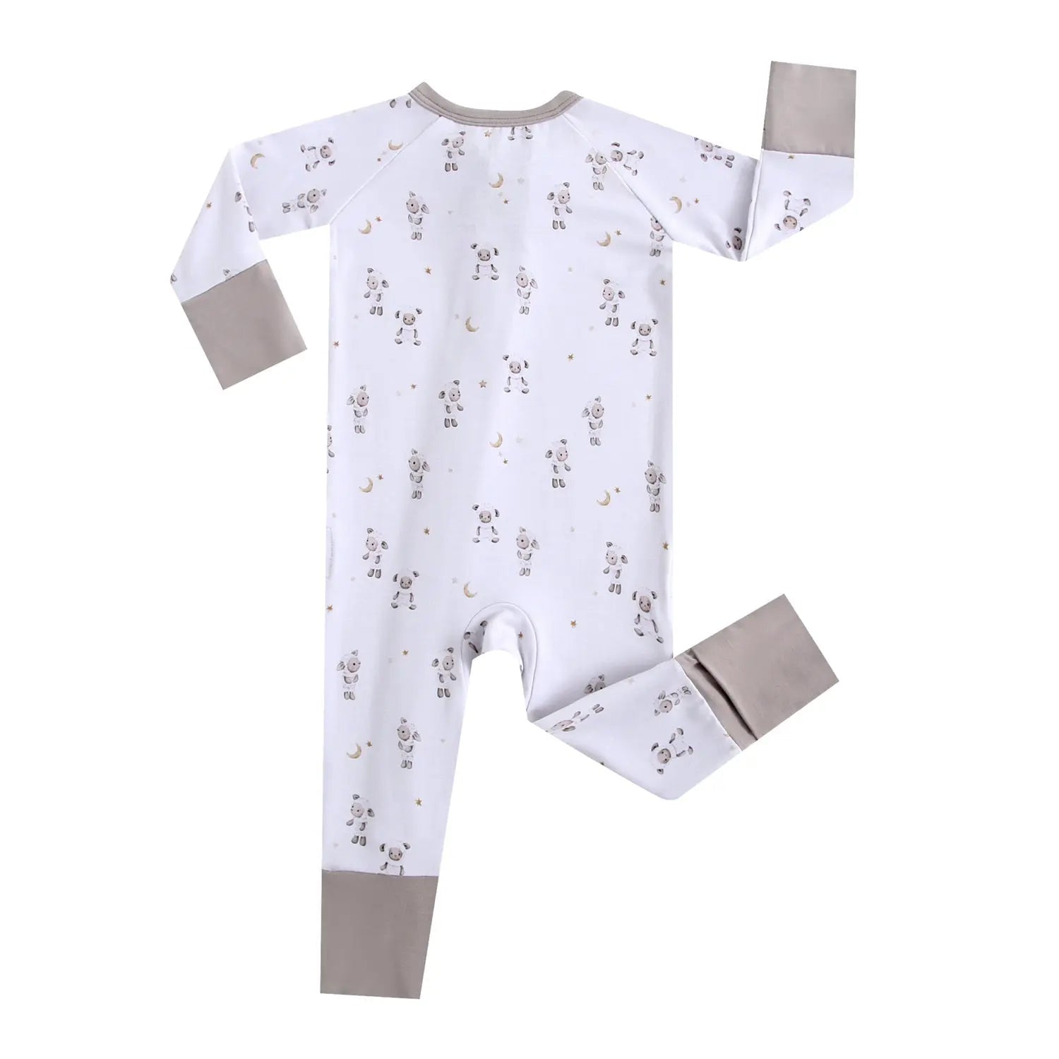 Luxie Charm Little Lamb Zippered Baby Romper - 