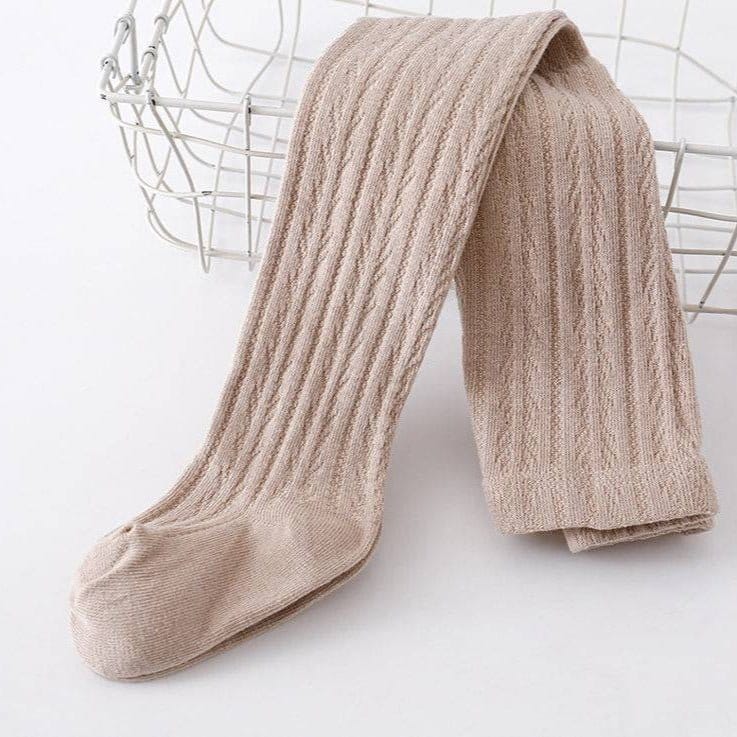 Cotton Polyester Spandex Cable Knit Tights, Covered Feet by Little Love Bug Co.