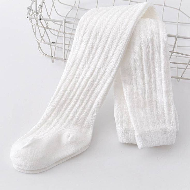 Cotton Polyester Spandex Cable Knit Tights, Covered Feet