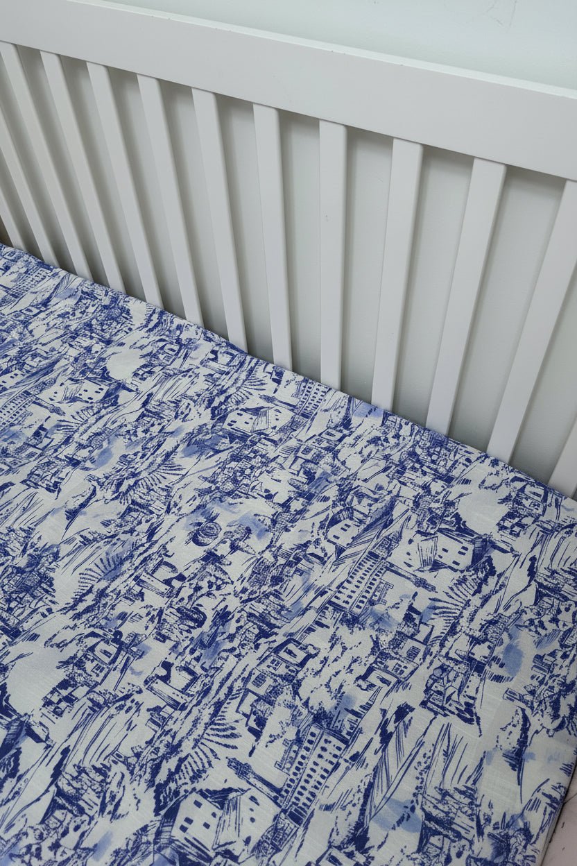 Little Mae & Co Little Mae And Co Crib Sheet All Cotton Toile Print For Nursery Everetts Place