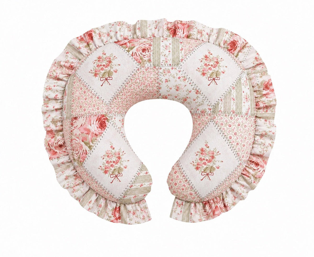 Little Mae & Co Little Mae and Co Nursing Pillow Cover Pink Patchwork Ruffle for Nursing Moms