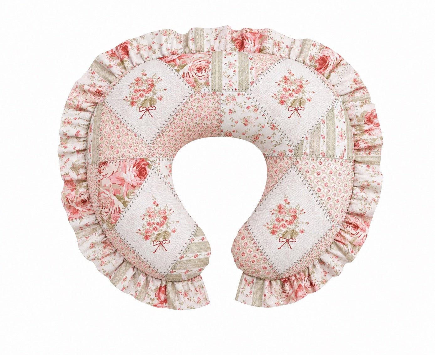 Little Mae & Co Little Mae and Co Nursing Pillow Cover Pink Patchwork Ruffle for Nursing Moms