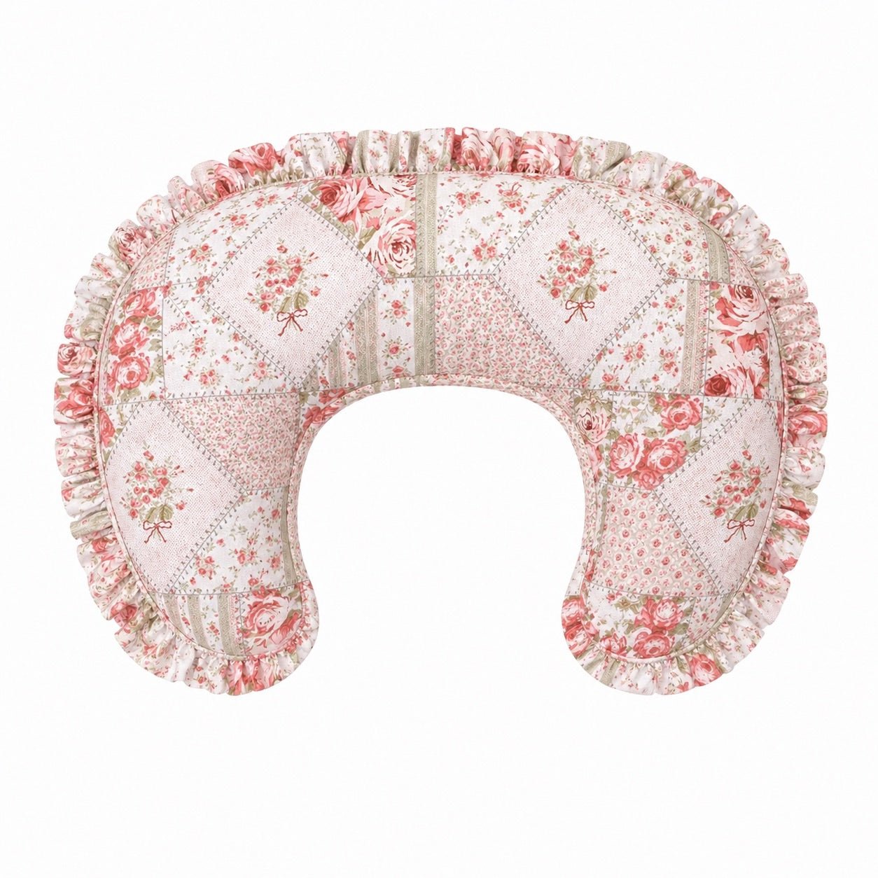 Little Mae & Co Little Mae and Co Nursing Pillow Cover Pink Patchwork Ruffle for Nursing Moms