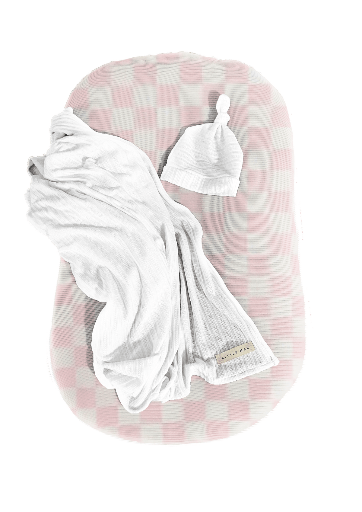 Little Mae & Co Little Mae and Co Sugar Checkered Baby Lounger Cover With Bolero Knit Snuggle Me Everetts Place