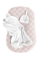 Little Mae & Co Little Mae and Co Sugar Checkered Baby Lounger Cover With Bolero Knit Snuggle Me Everetts Place