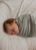 Little Mae & Co Little Mae And Co Swaddle Blanket Seafoam Ribbed Stretch For Newborns Everetts Place