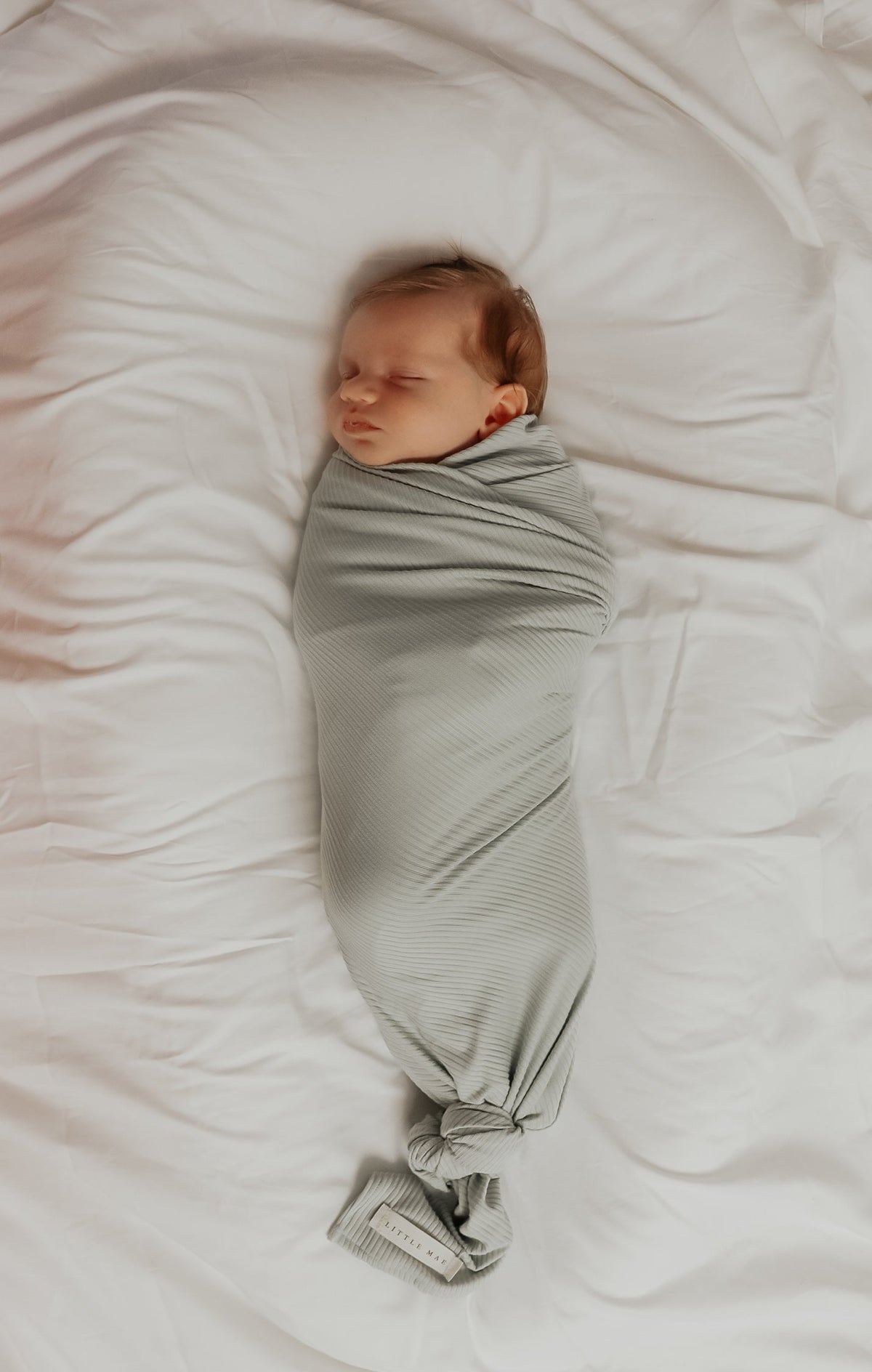 Little Mae & Co Little Mae And Co Swaddle Blanket Seafoam Ribbed Stretch For Newborns Everetts Place