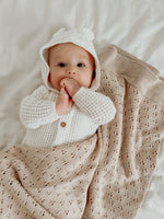Little Mae & Co Little Mae Co Baby Blanket Toffee Pointelle Knit For Babies Everetts Place