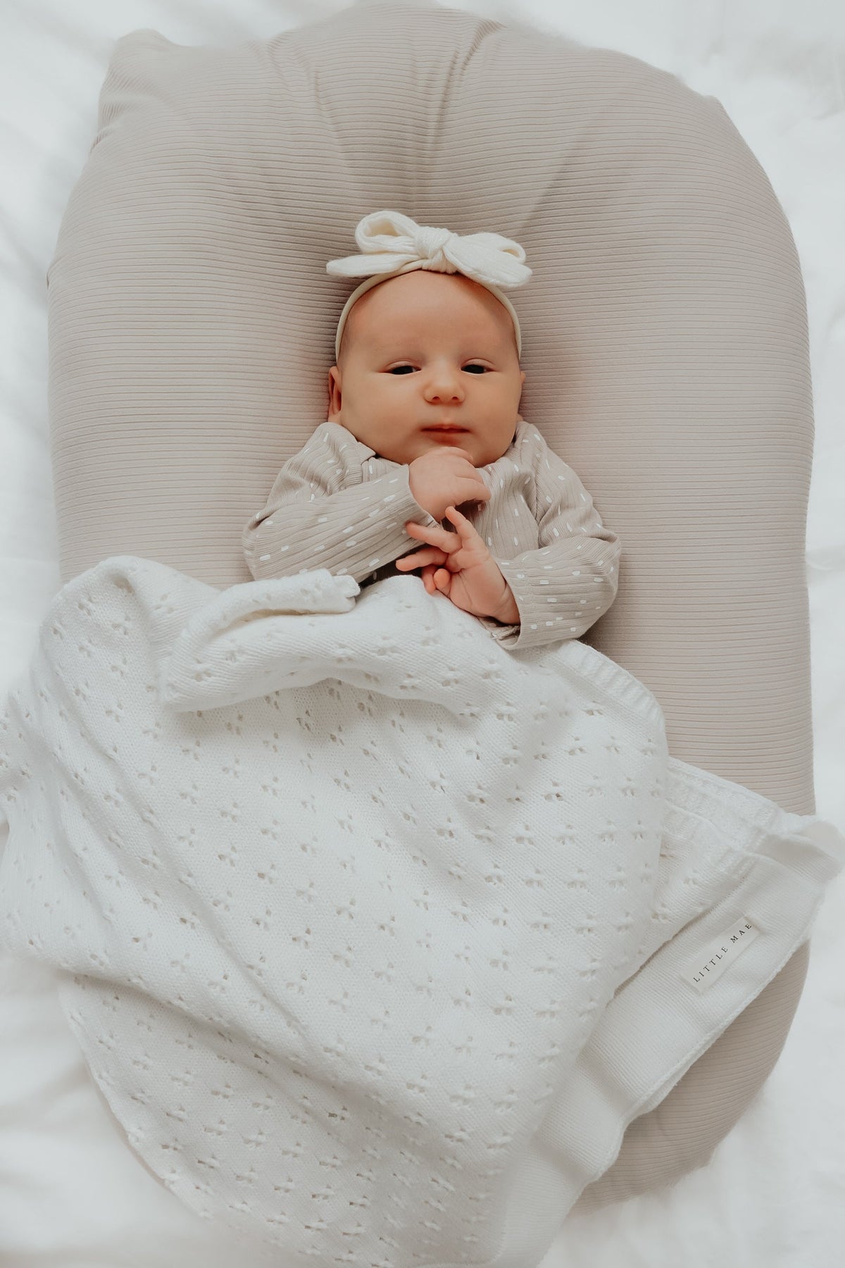 Little Mae & Co Little Mae Co Baby Blanket With Pointelle Knit Ultra Soft Cotton For Cribs Everetts Place