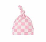 Little Mae & Co Little Mae Co Knotted Hat Sugar Pink Checkered With Soft Stretch For Newborns Everetts Place