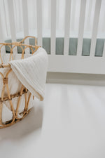 Little Mae & Co Little Mae Co Seafoam Ribbed Knit Crib Sheet for Standard Crib Mattresses Everetts Place
