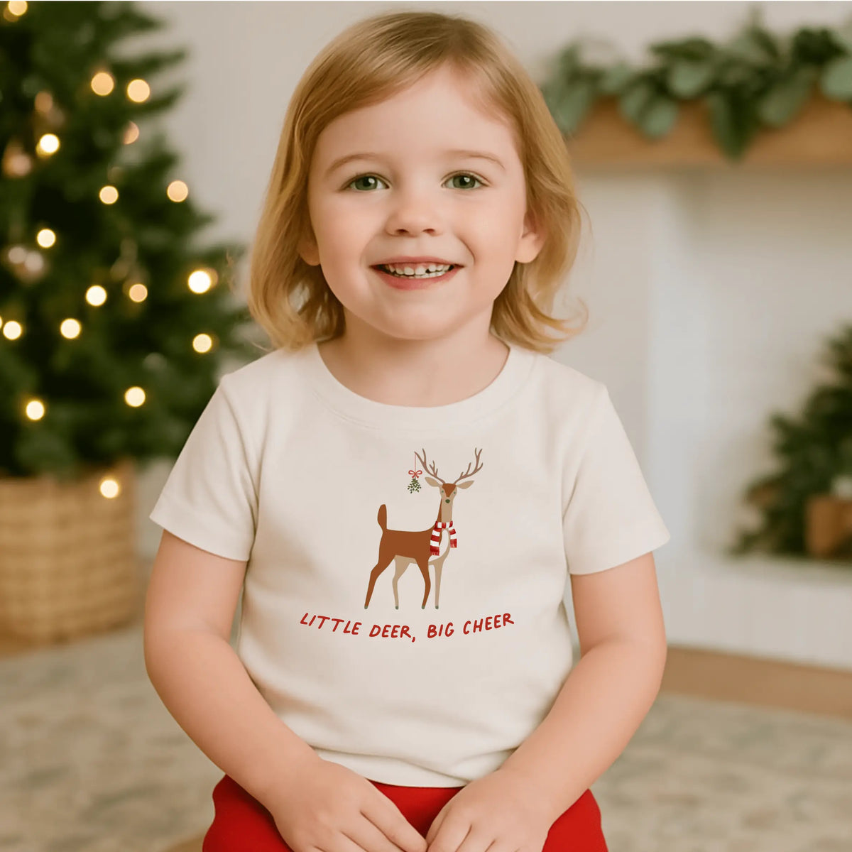 Finn Emma Toddler Graphic Tee Little Deer Big Cheer 100 Percent Organic Cotton Festive Gift Idea Finn + Emma 