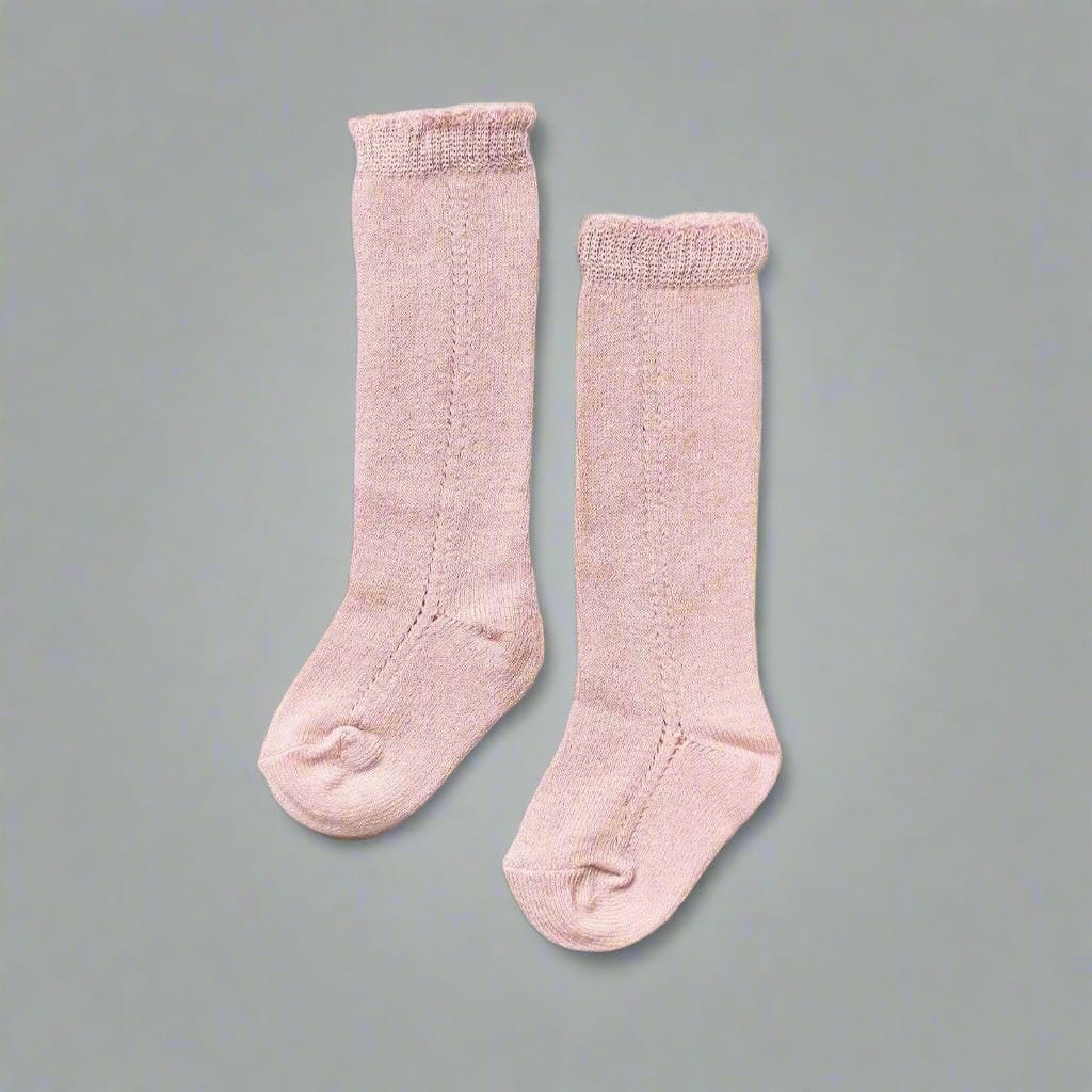 Little Love Bug Co. baby eyelet knee high socks, 2 pairs.
