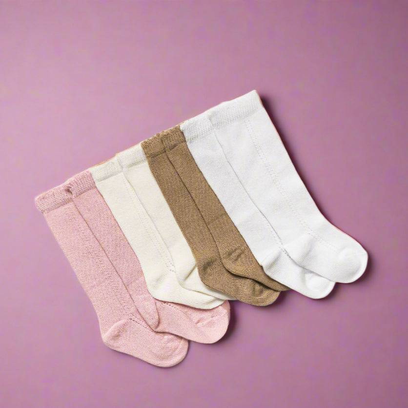 Little Love Bug Co. LLB eyelet knee high baby socks, 2 pairs.