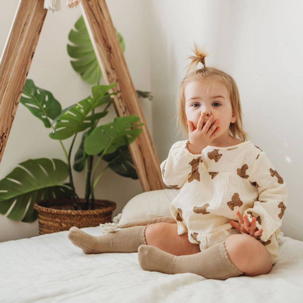 Little Love Bug Co. baby LLB eyelet knee high socks, 2 pairs.