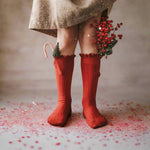 Little Love Bug Co. LLB lace top knee high baby socks.