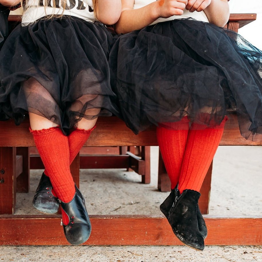 Wool Knee High Socks, Lace Top, 2-Pack by Little Love Bug Co.