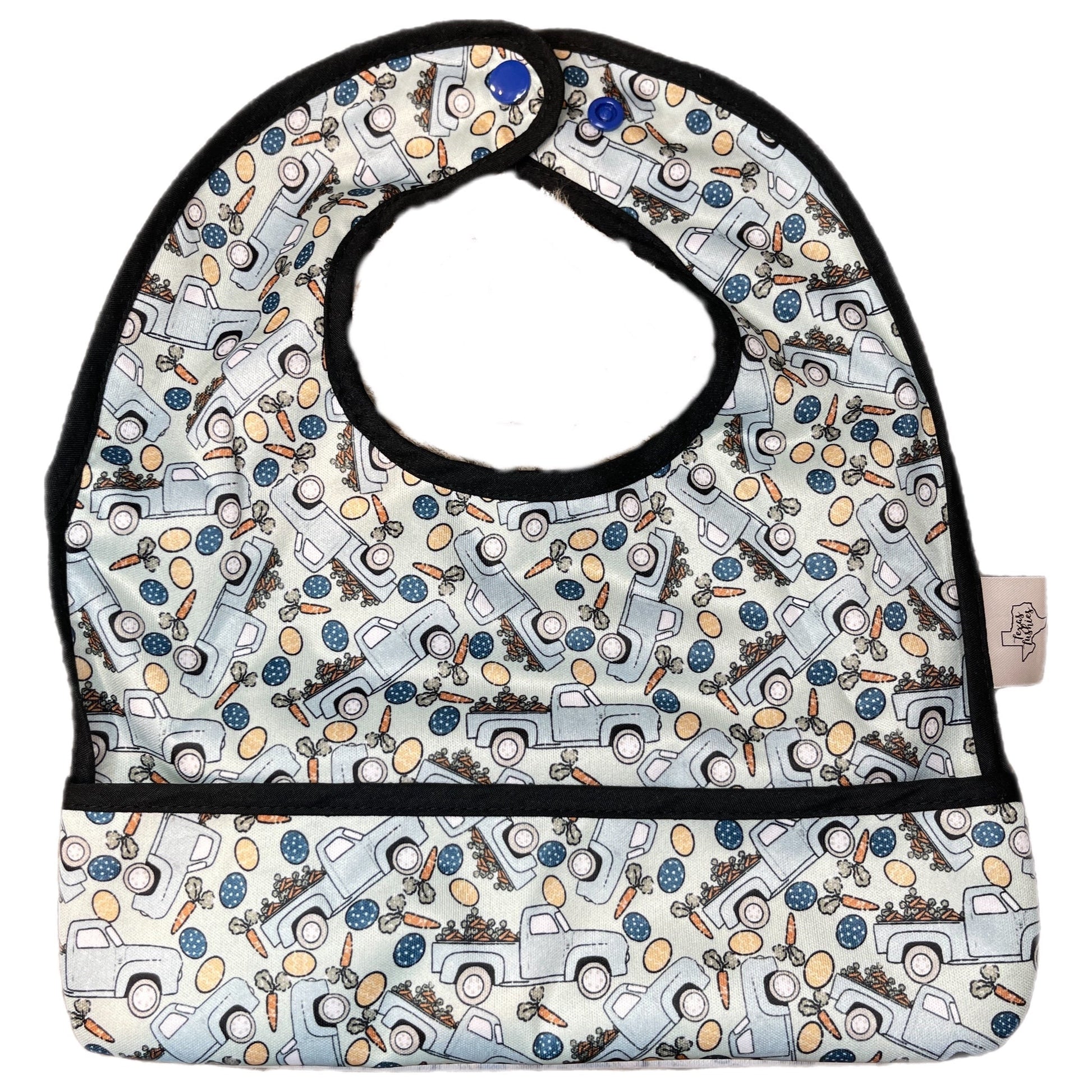 Loads Of Carrots Flip Bib With Pocket Machine Washable Water Resistant Texas Tushies