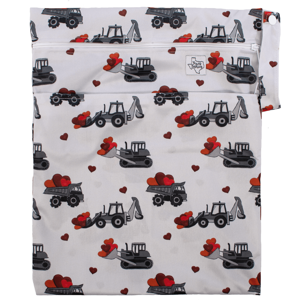 Texas Tushies Loads Of Love Wet Bag with Double Zipper for Cloth Diaper Storage - 