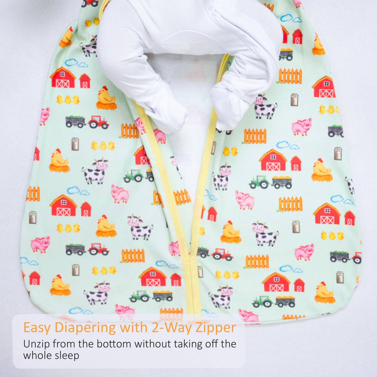 LollyBanks LollyBanks Organic Cotton Baby Sleep Sack 0.5 TOG Little Barnyard Two Way ZipperEveretts Place