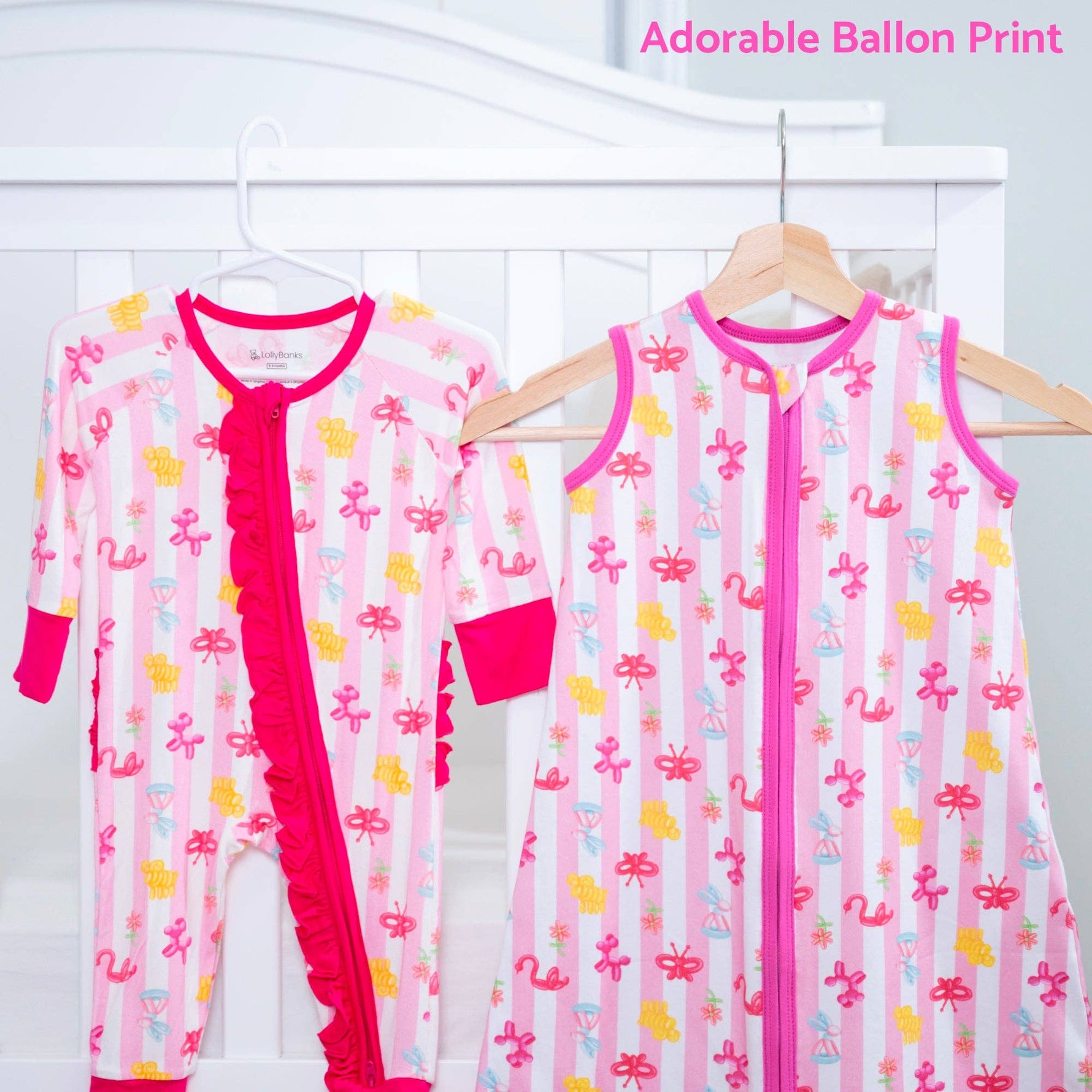 LollyBanks LollyBanks Organic Cotton Baby Sleep Sack 0.5 Tog Pink Balloon AnimalEveretts Place