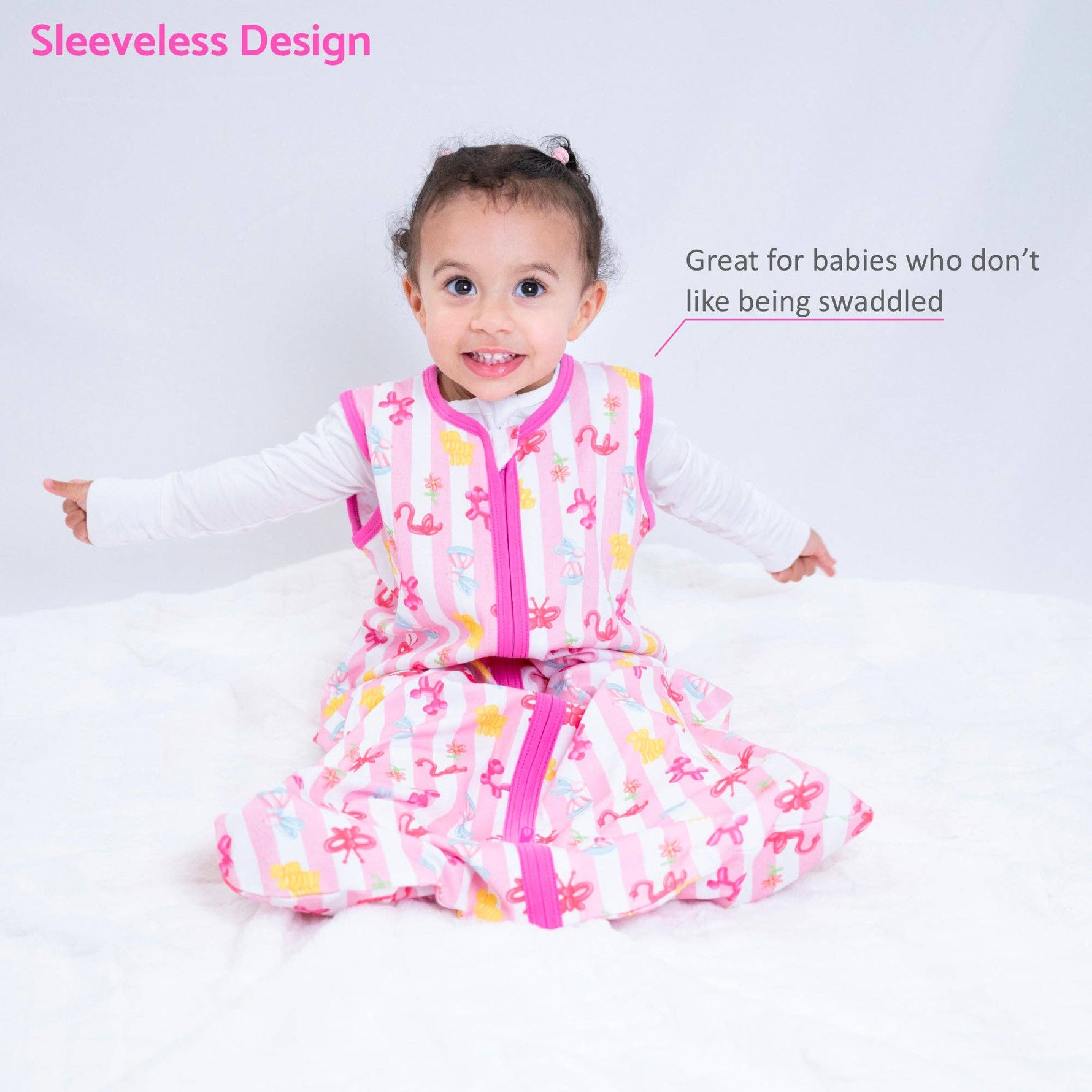 LollyBanks LollyBanks Organic Cotton Baby Sleep Sack 0.5 Tog Pink Balloon AnimalEveretts Place