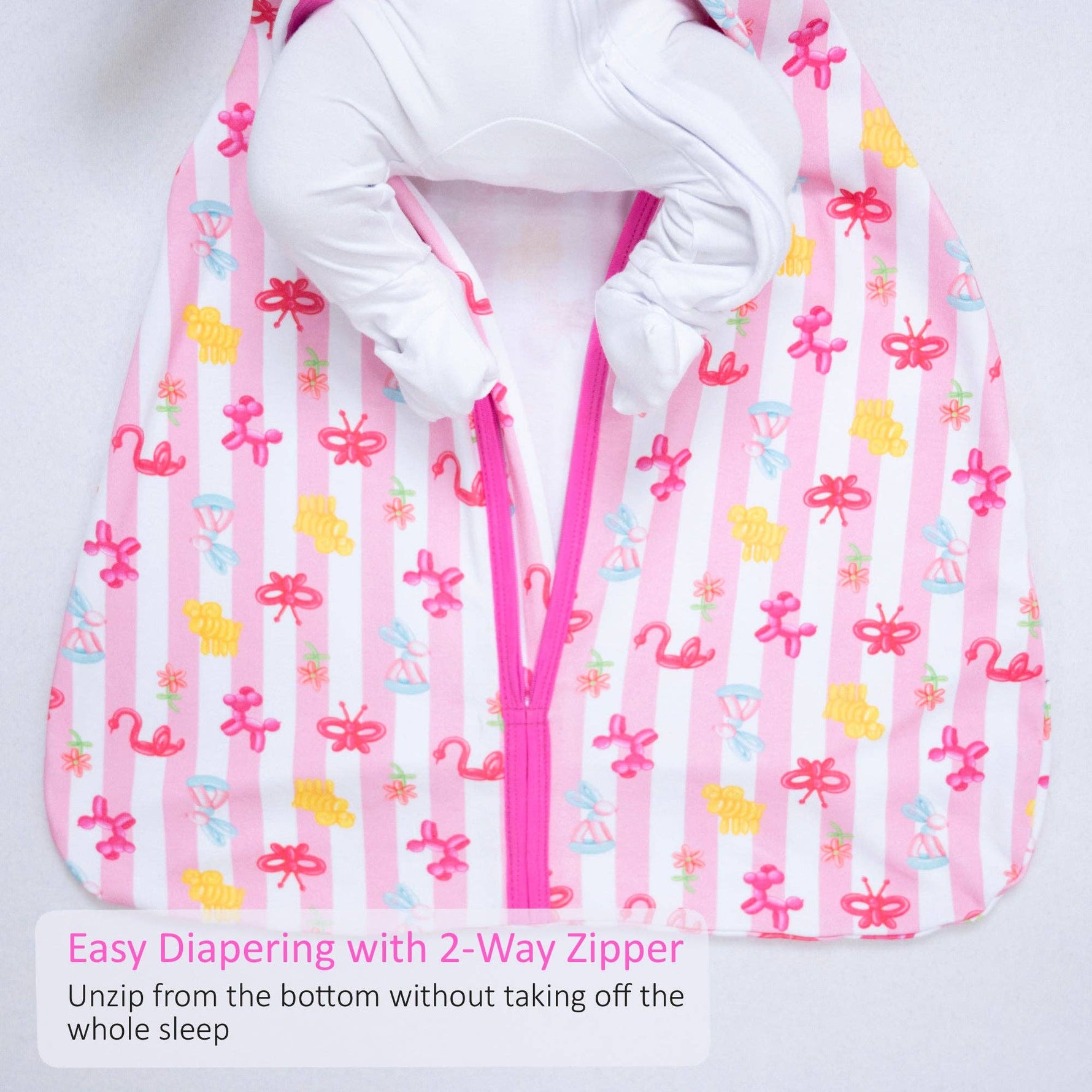 LollyBanks LollyBanks Organic Cotton Baby Sleep Sack 0.5 Tog Pink Balloon AnimalEveretts Place