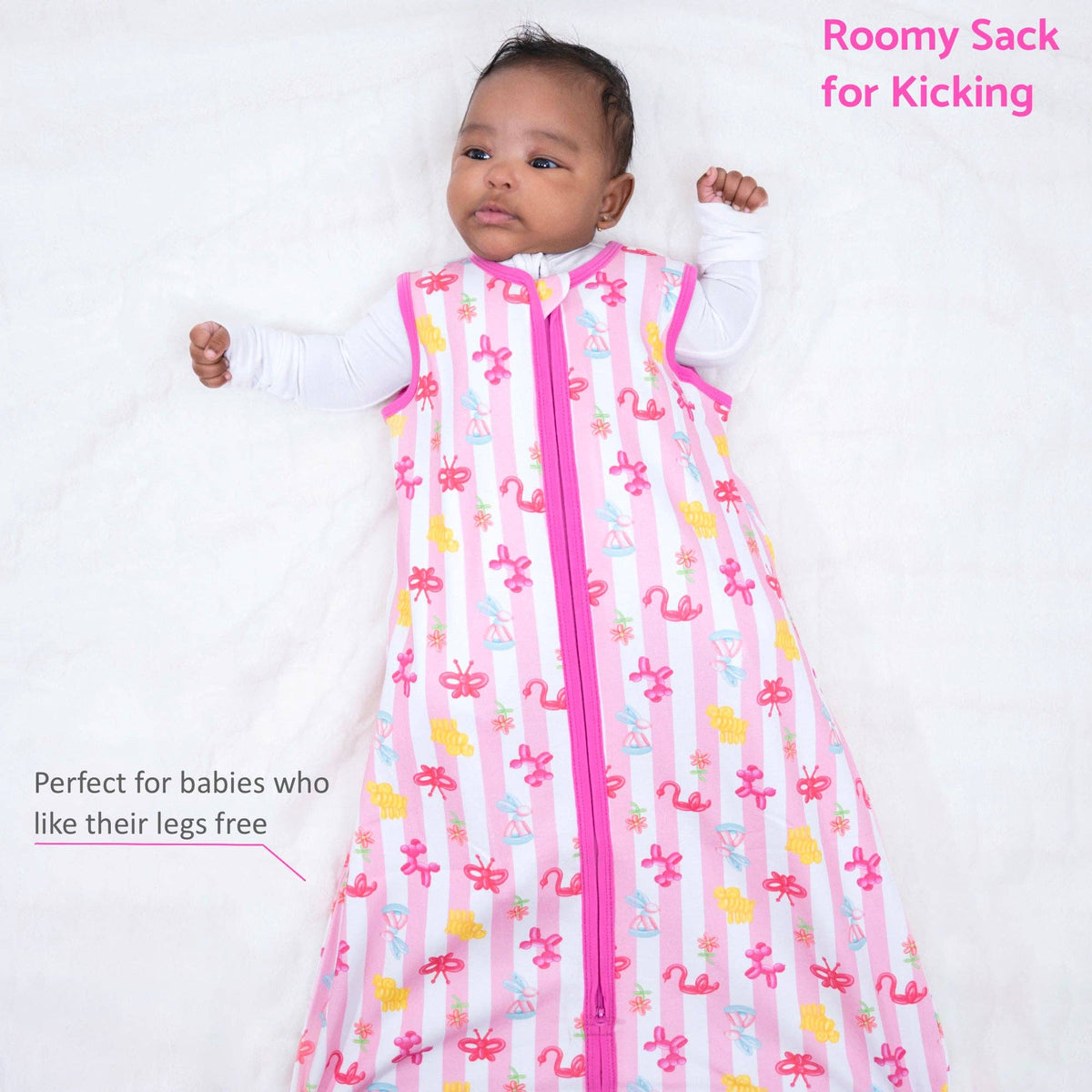 LollyBanks LollyBanks Organic Cotton Baby Sleep Sack 0.5 Tog Pink Balloon AnimalEveretts Place