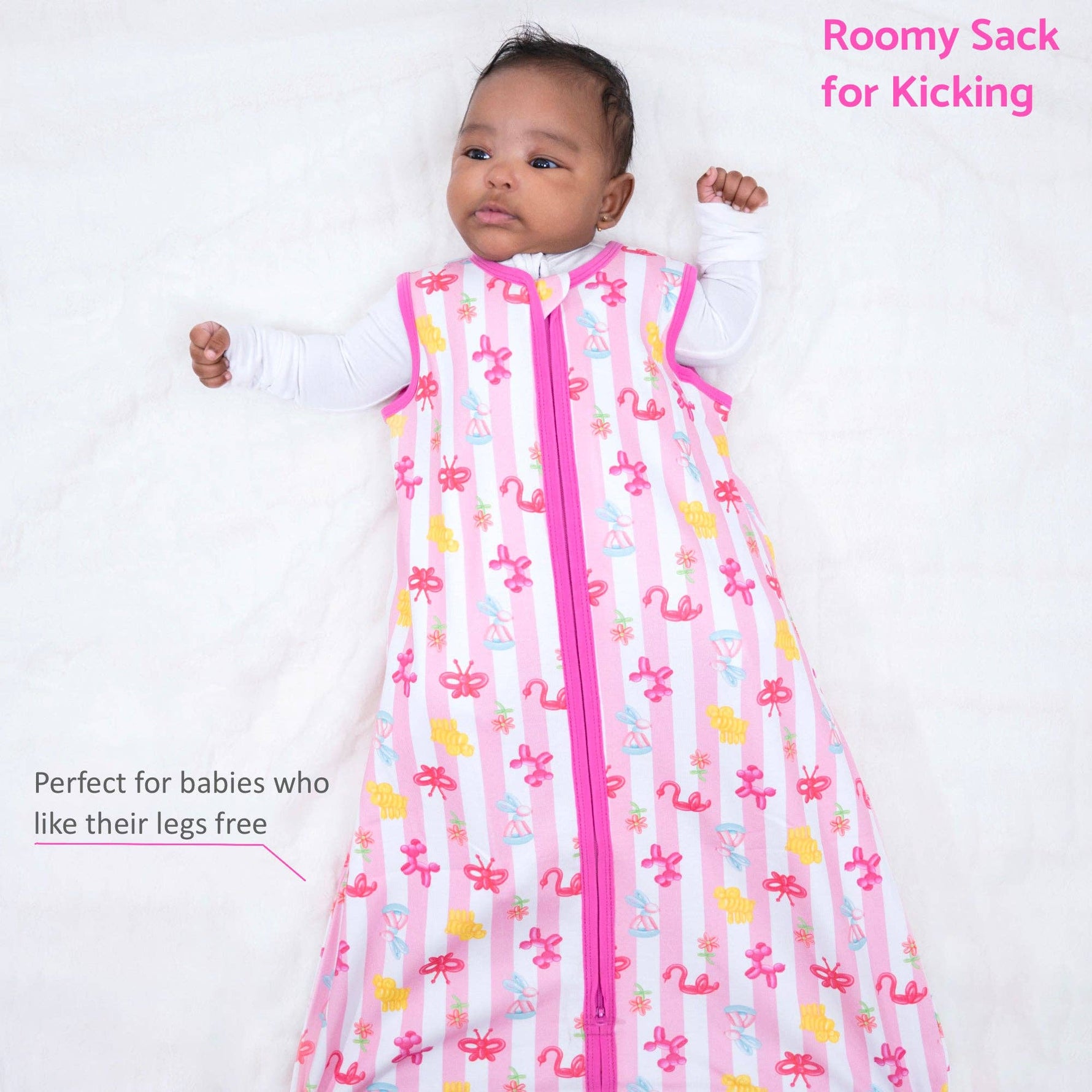 LollyBanks LollyBanks Organic Cotton Baby Sleep Sack 0.5 Tog Pink Balloon AnimalEveretts Place