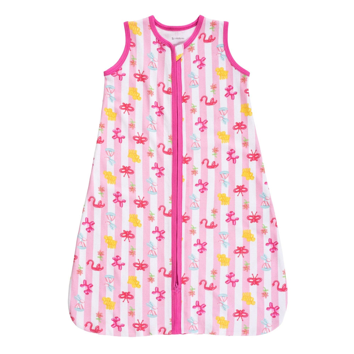 LollyBanks LollyBanks Organic Cotton Baby Sleep Sack 0.5 Tog Pink Balloon AnimalEveretts Place