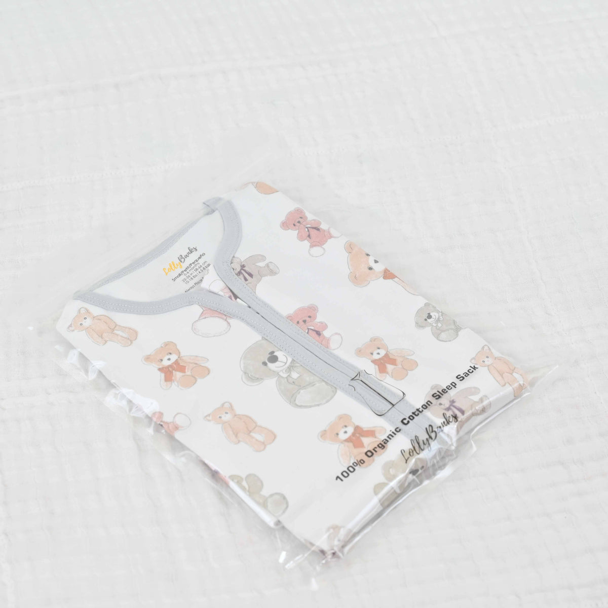 LollyBanks LollyBanks Organic Cotton Sleep Sack 0.5 Tog Bear Hugs ZipperEveretts Place