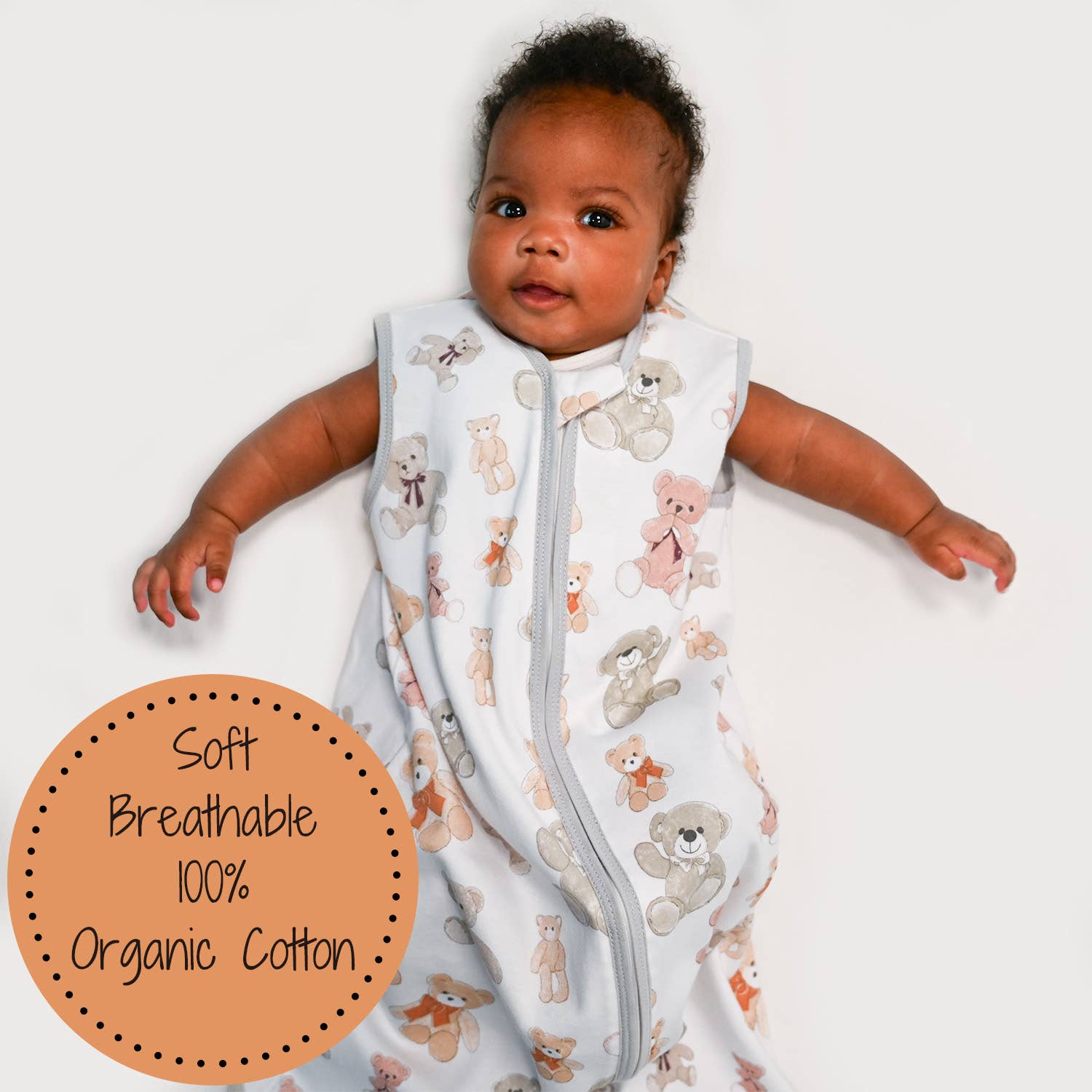LollyBanks LollyBanks Organic Cotton Sleep Sack 0.5 Tog Bear Hugs ZipperEveretts Place
