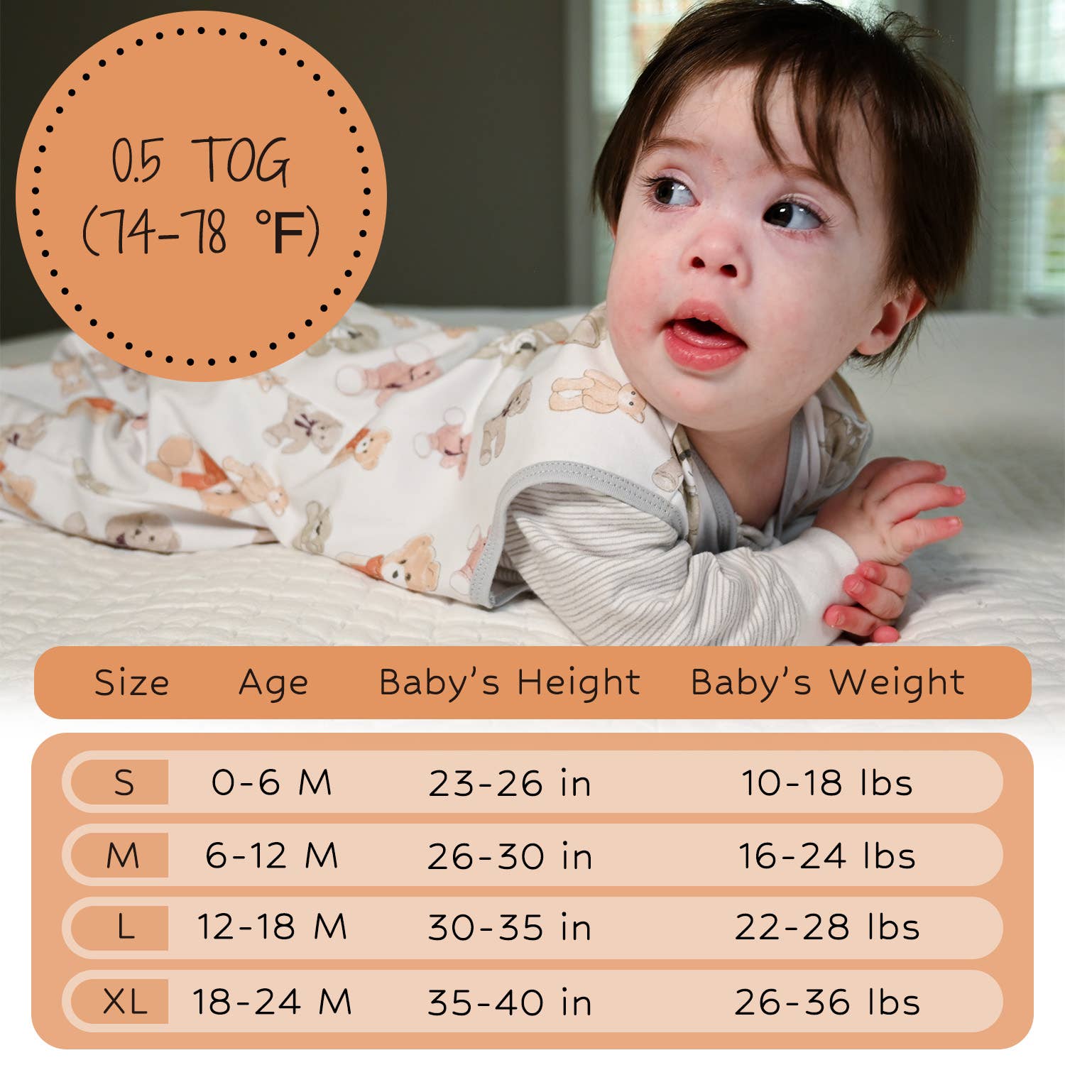 LollyBanks LollyBanks Organic Cotton Sleep Sack 0.5 Tog Bear Hugs ZipperEveretts Place