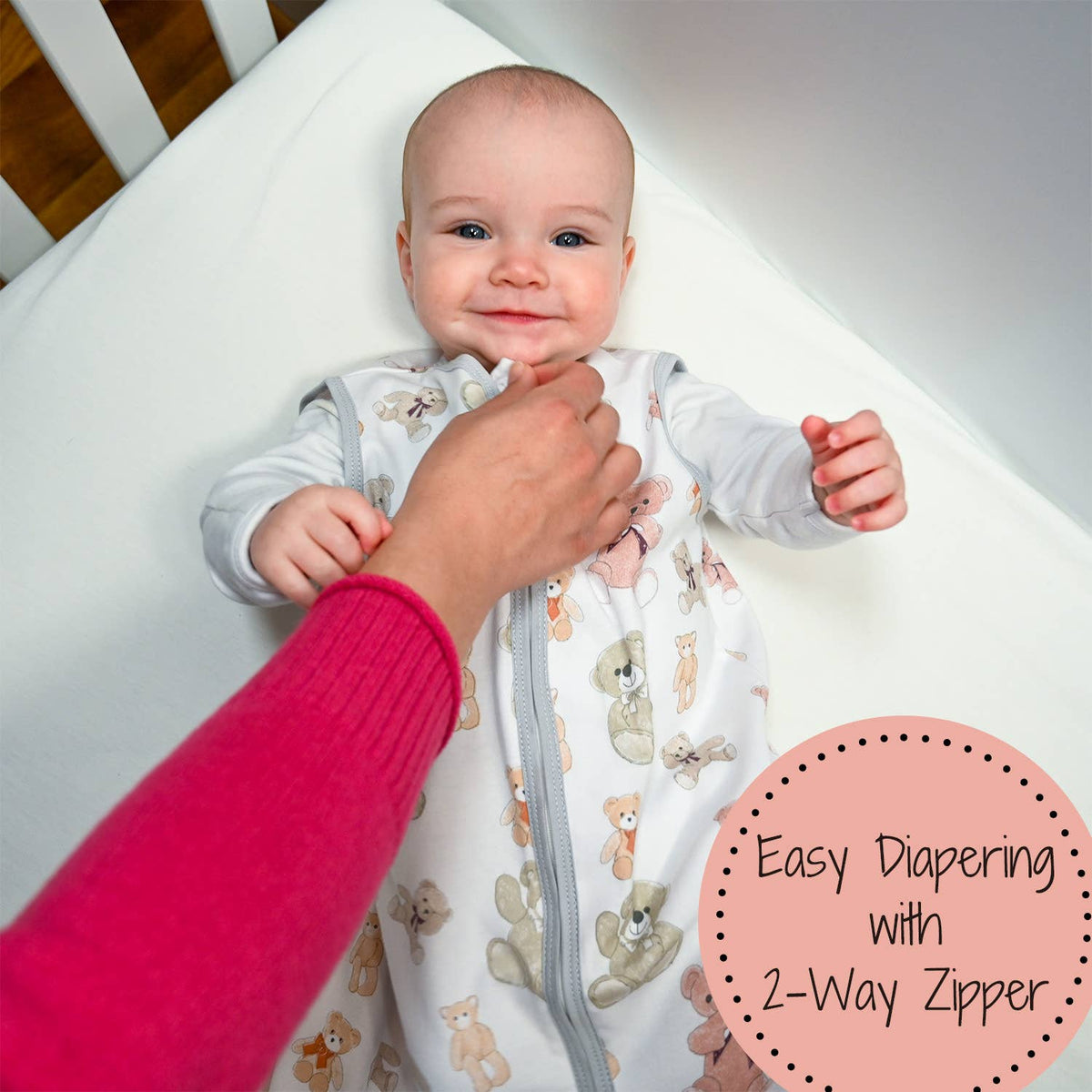 LollyBanks LollyBanks Organic Cotton Sleep Sack 0.5 Tog Bear Hugs ZipperEveretts Place