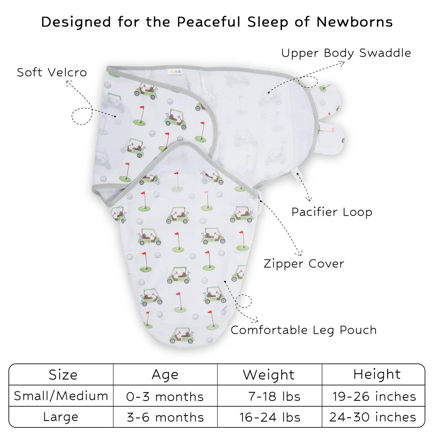 LollyBanks LollyBanks Organic Cotton Velcro Newborn Swaddle Sack For Easy Diaper ChangesEveretts Place