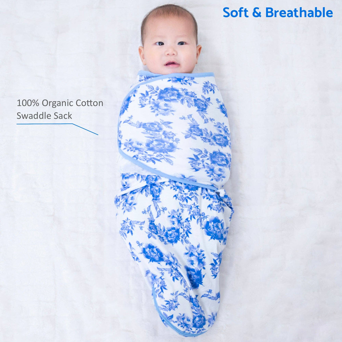 LollyBanks LollyBanks Organic Cotton Velcro Newborn Swaddle Sack PeonyEveretts Place