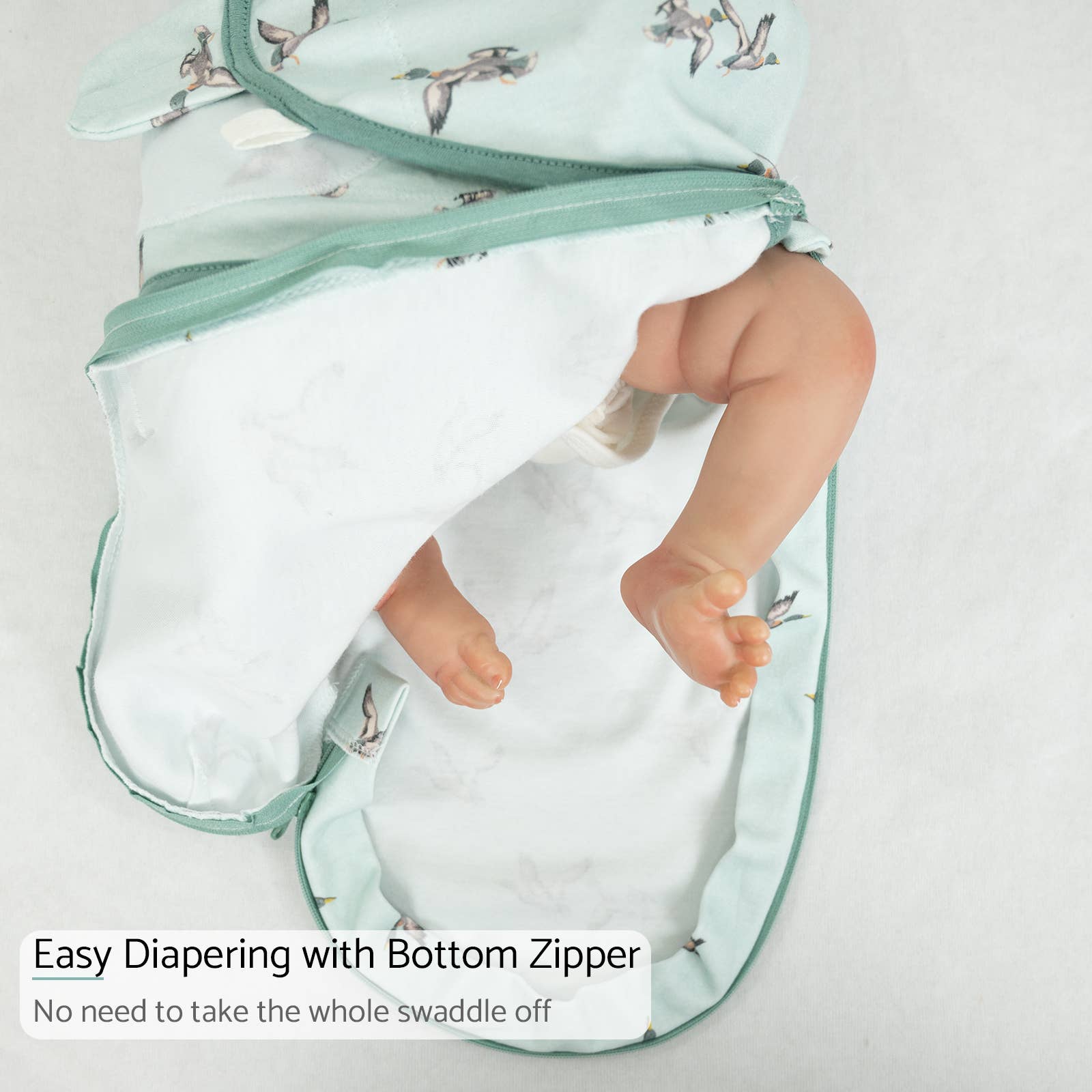 LollyBanks LollyBanks Organic Cotton Velcro Newborn Swaddle Sack Quackin Up Mallard DuckEveretts Place