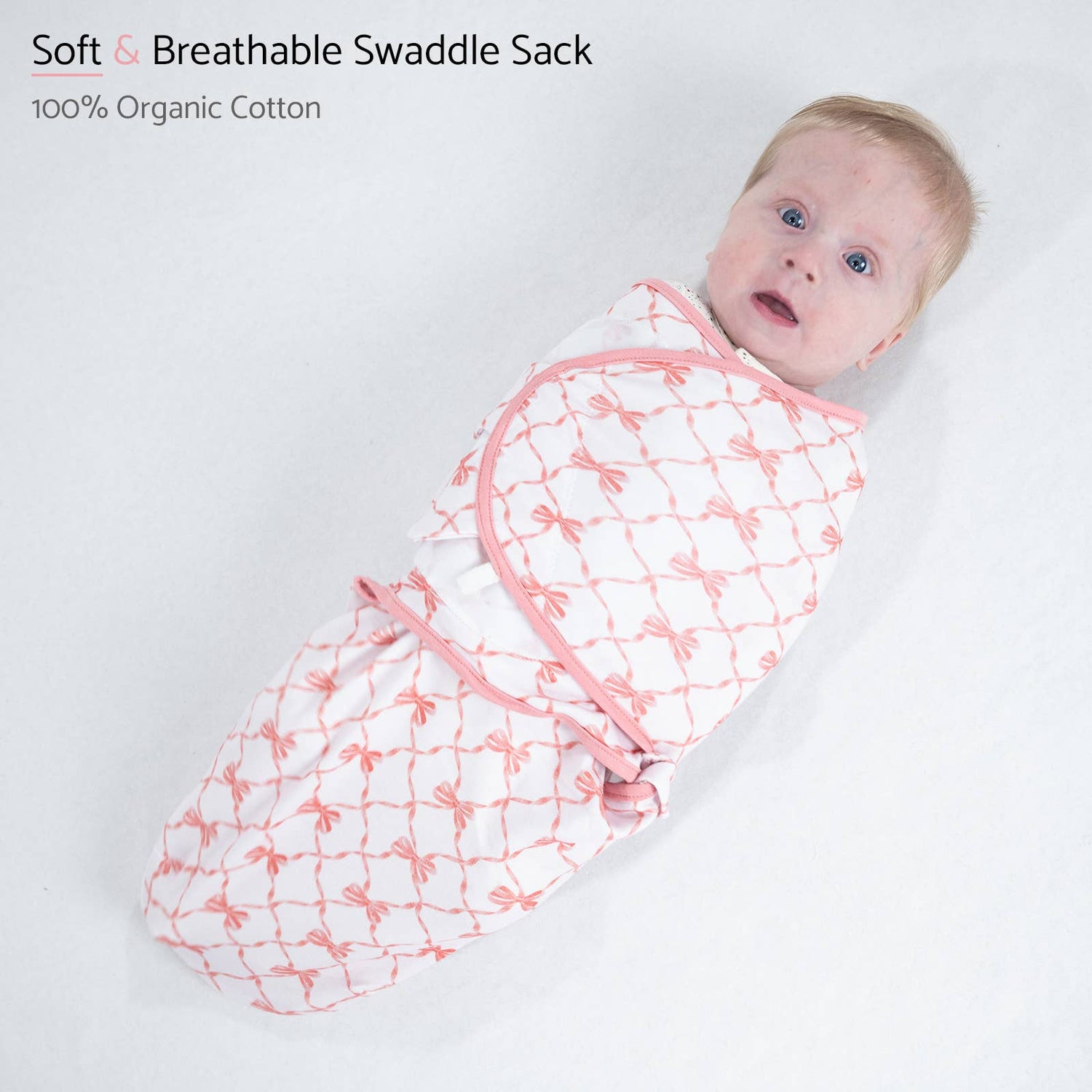 LollyBanks LollyBanks Organic Cotton Velcro Newborn Swaddle Sack With BowsEveretts Place