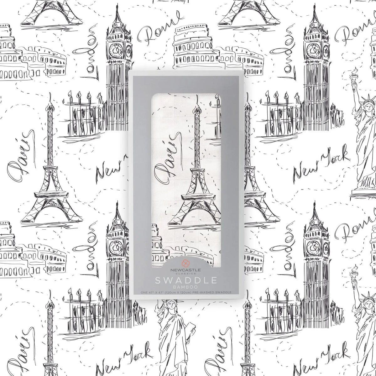 Newcastle Classics London, Paris, New York Bamboo Swaddle - 