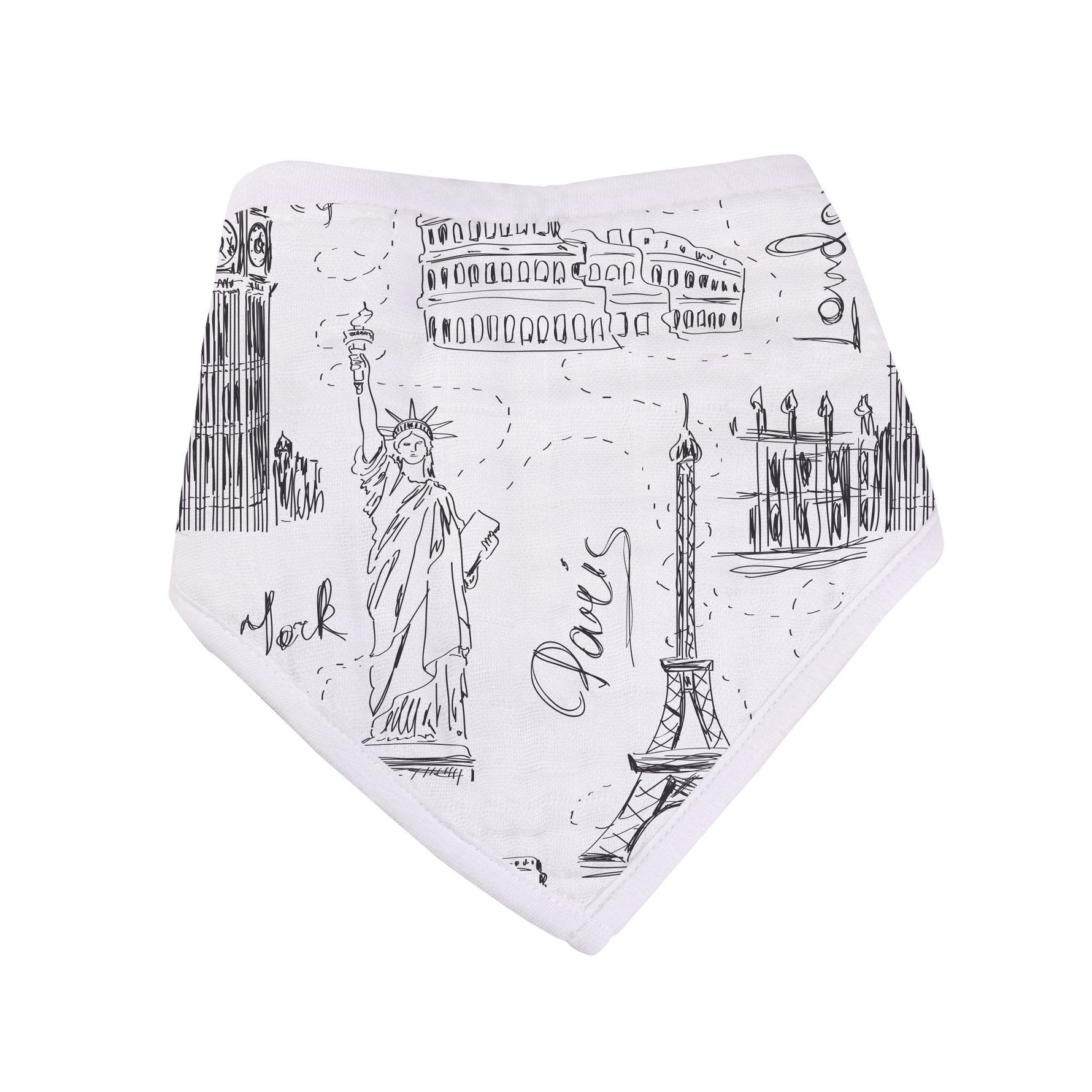 Newcastle Classics London Paris New York Bandana Bib Set of 3 Soft Bamboo Muslin for Babies - Baby & Toddler > Nursing & Feeding > Bibs Bamboo Bandana Bib