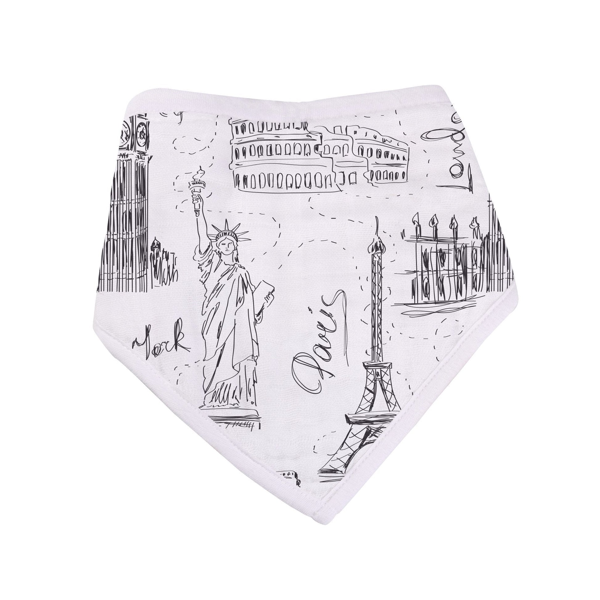 London Paris New York Bandana Bib Set of 3 Soft Bamboo Muslin Absorbent Teething Feeding Bibs Newcastle Classics