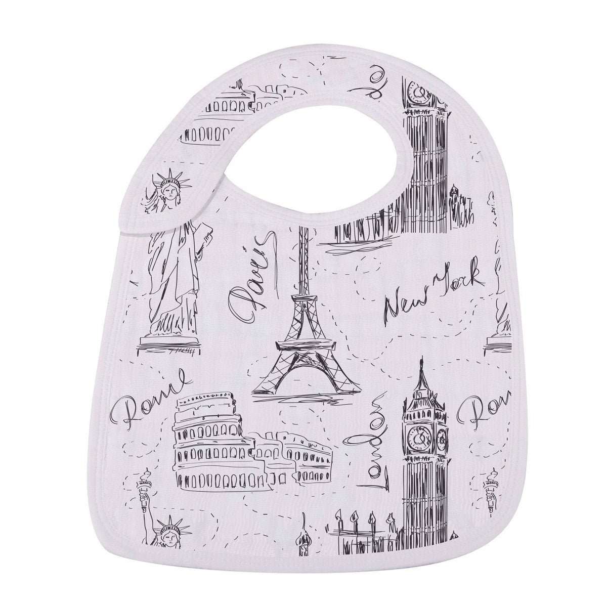 Newcastle Classics London Paris New York Soft Absorbent Feeding Bibs for Infants - 