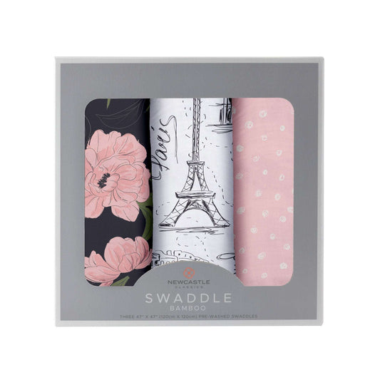 London Paris New York Swaddle 3 Pack Soft Bamboo Muslin Blankets Newcastle Classics