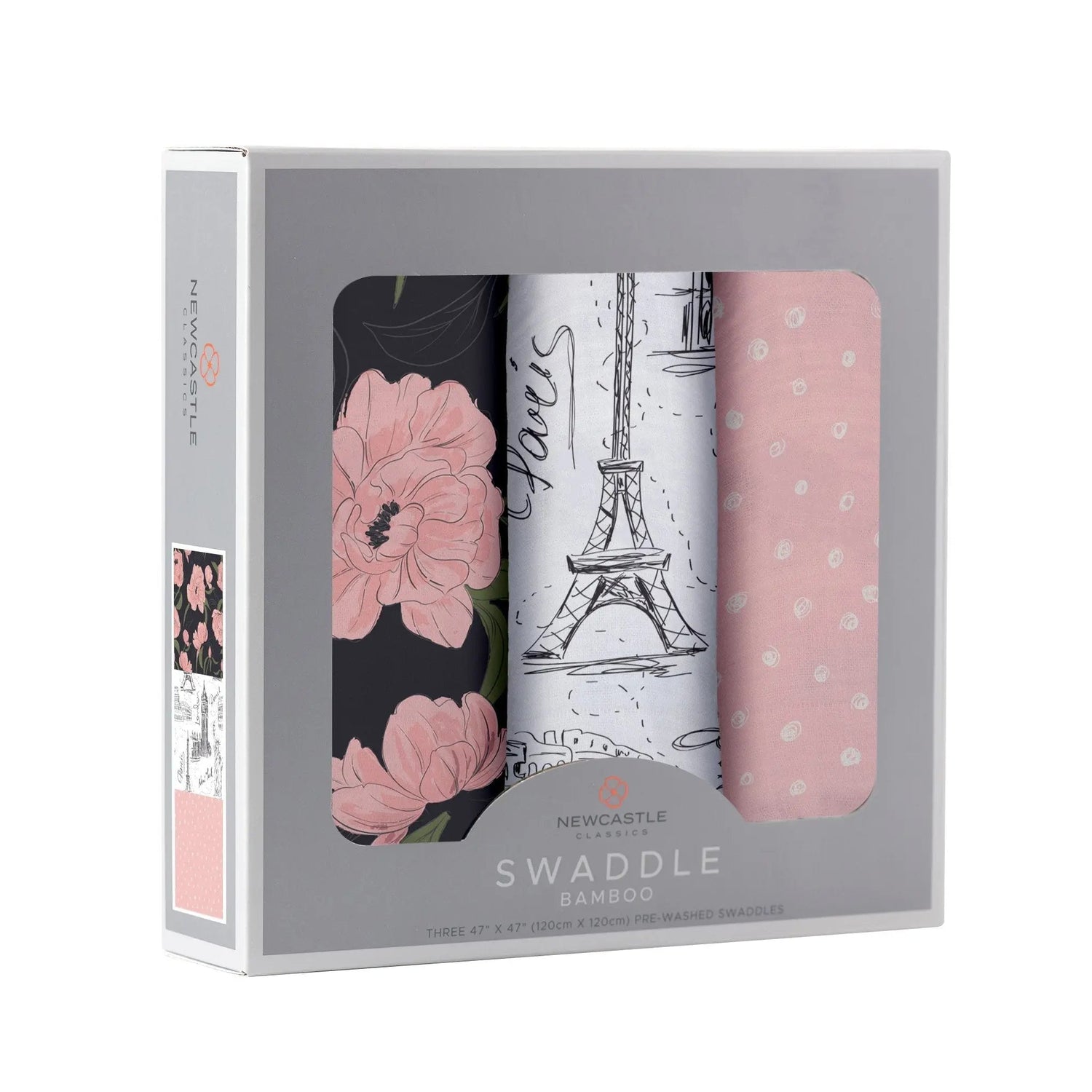 Newcastle Classics London, Paris, New York Swaddle 3 Pack - 