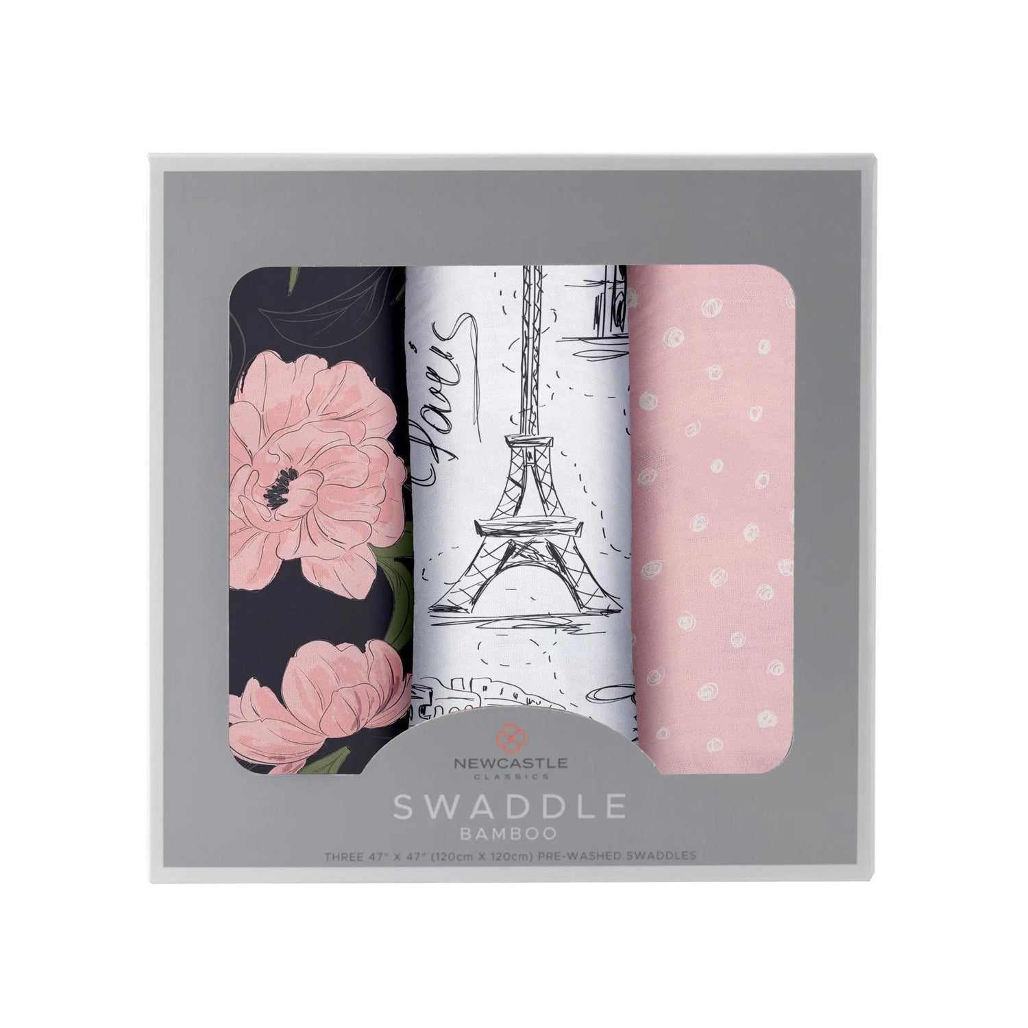 Newcastle Classics London, Paris, New York Swaddle 3 Pack - 