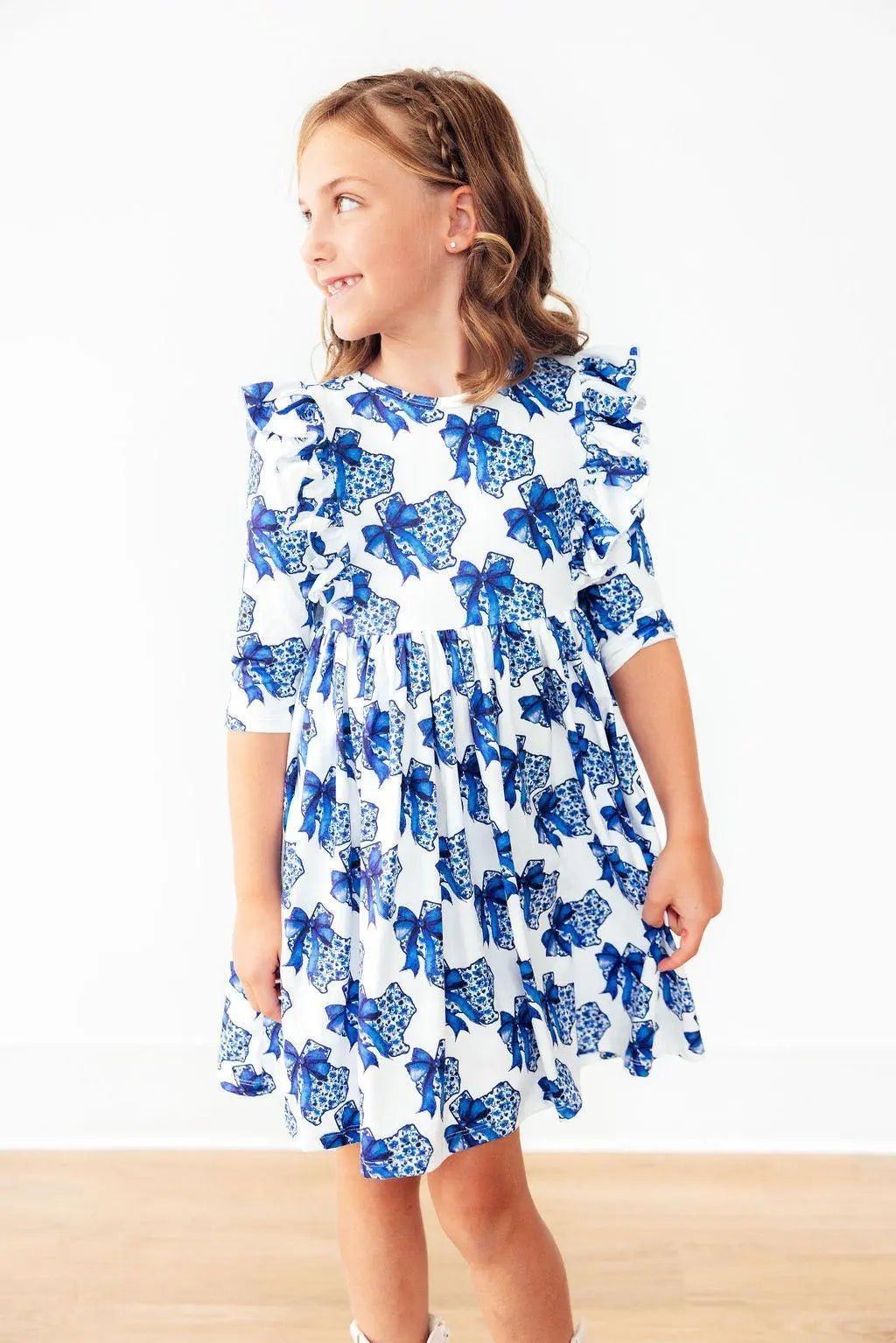 Mila & Rose ® Lone Star 3/4 Sleeve Ruffle Twirl Dress - 