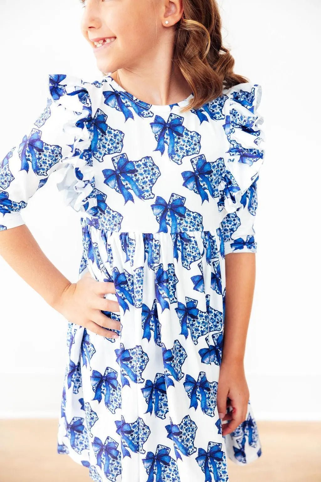 Mila & Rose ® Lone Star 3/4 Sleeve Ruffle Twirl Dress - 