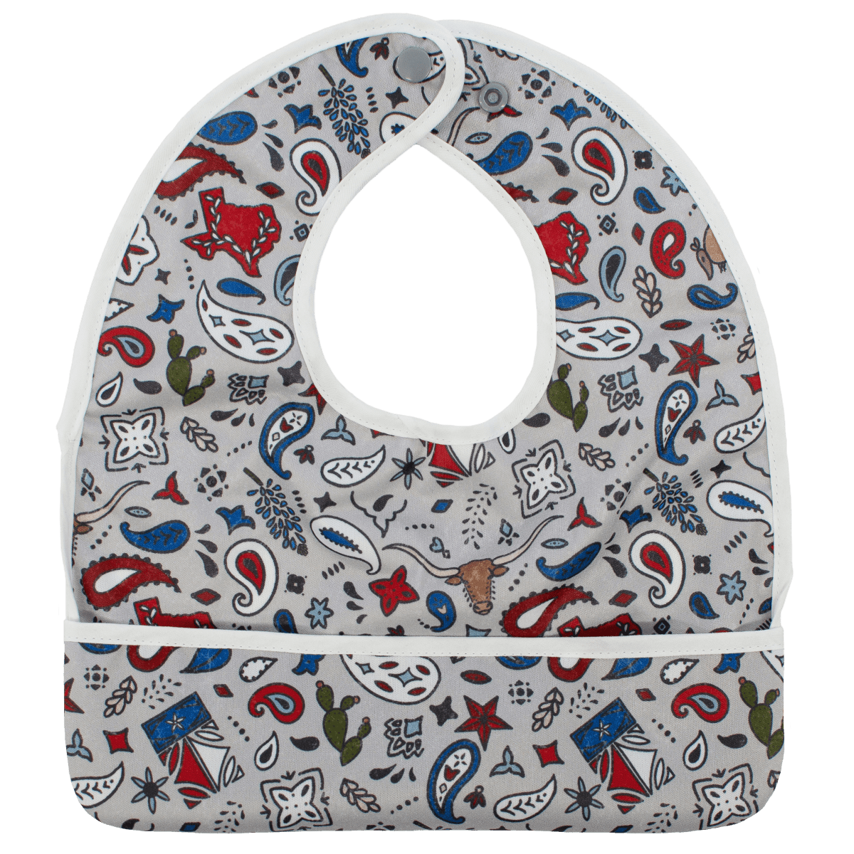Texas Tushies Lone Star Machine Washable Water Resistant Baby Bib with Pocket for Easy Cleanup - 