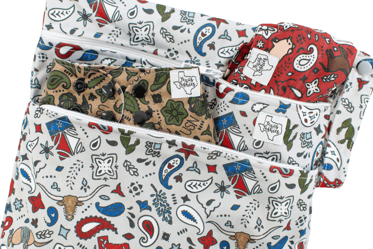 Texas Tushies Lone Star Wet Bag Double Zipper Water Resistant for Busy Parents - 