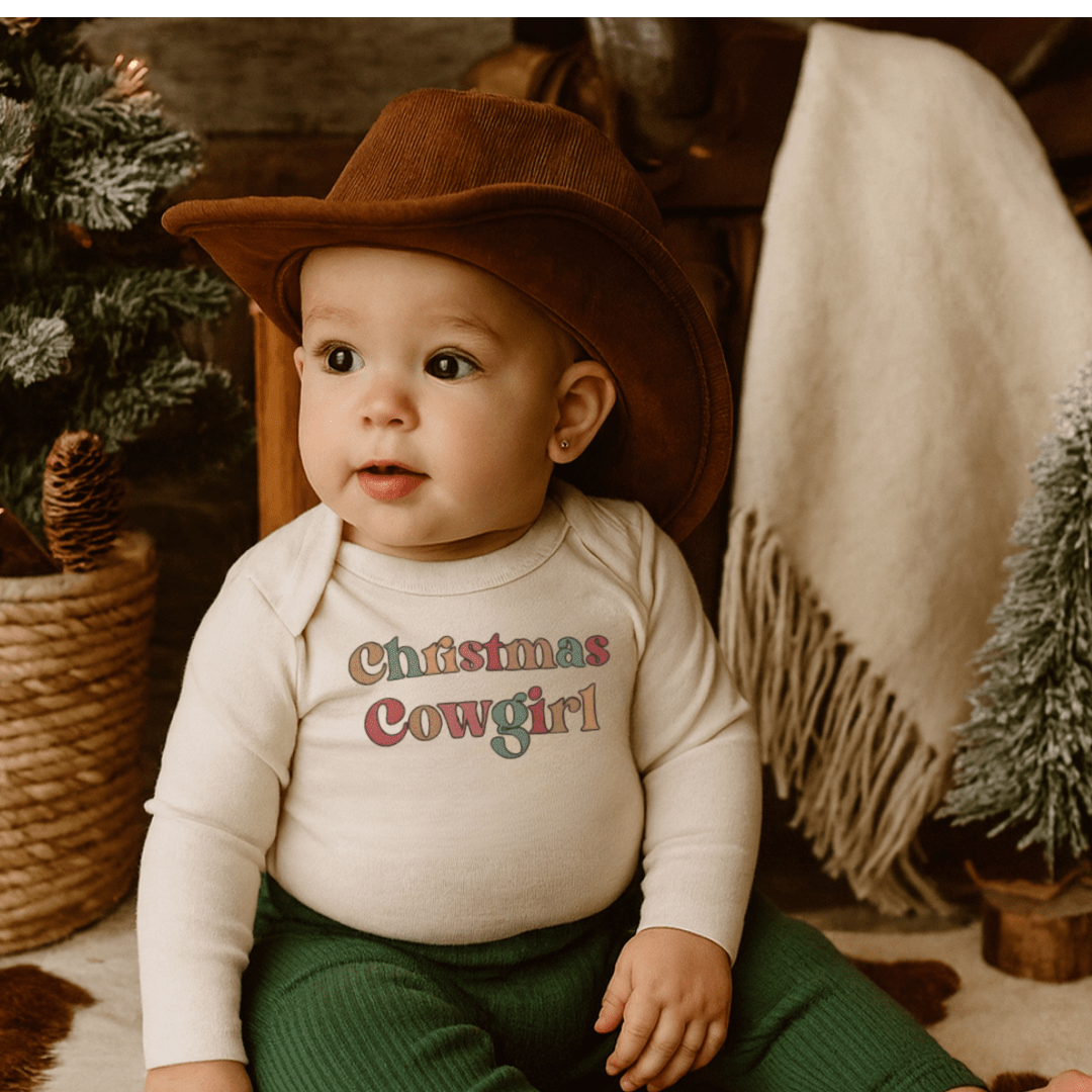 Finn + Emma long sleeve graphic bodysuit | christmas cowgirl - 